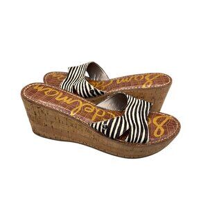 Sam Edelman Reid Zebra Print Cork Wedge Sandals Women’s 7.5